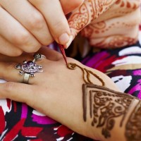 Henna art on woman's hand